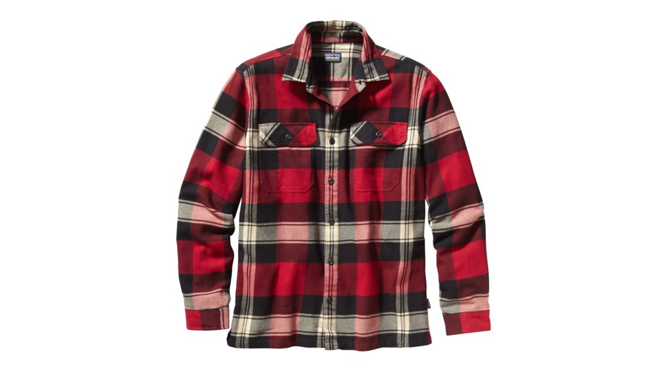 Patagonia Long Sleeve Fjord Flannel Shirt - Mens-Terrace/Classic Red-Large
