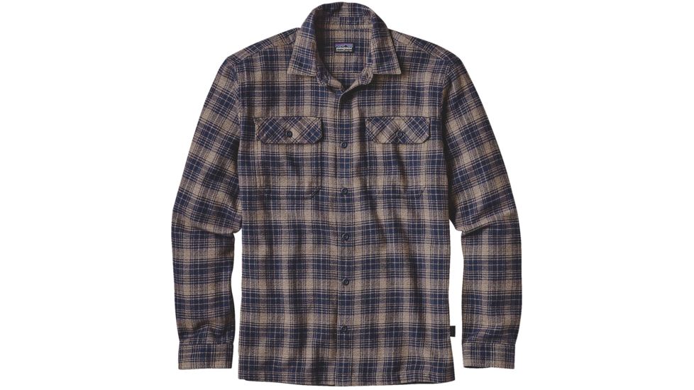 Patagonia Long Sleeve Fjord Flannel Shirt - Men's-Vally Oak/Navy Blue-Large