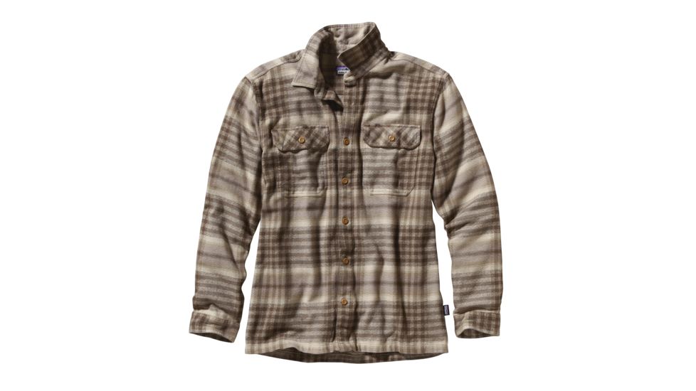 Patagonia Long Sleeve Fjord Flannel Shirt - Mens-Winter Dusk/Ash Tan-Large