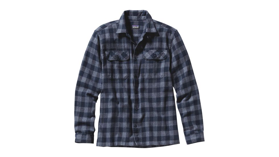 Patagonia Long Sleeve Fjord Flannel Shirt - Mens-Tactile/Navy Blue-Large