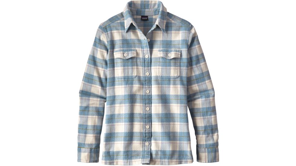 Patagonia Long Sleeve Fjord Flannel Shirt - Womens-Boxwood Plaid/Birch White-10