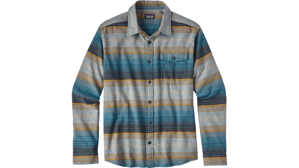 Patagonia Long Sleeve Lightweight Fjord Flannel Shirt - Men's -Blanket Stripe/Filter Blue-X-Small
