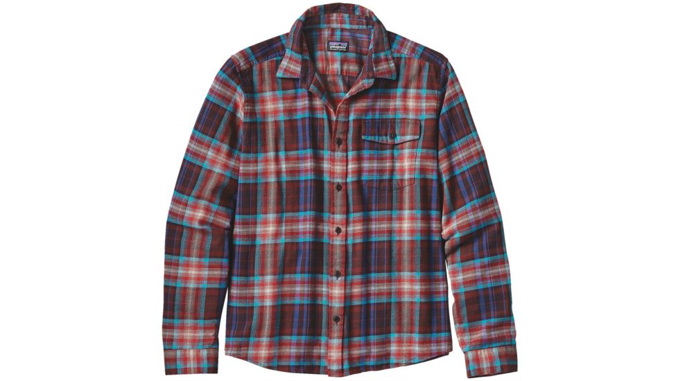 Patagonia Long Sleeve Lightweight Fjord Flannel Shirt - Men's -Rootsy/Cinder Red-X-Small