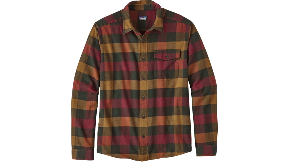 Patagonia Long Sleeve Lightweight Fjord Flannel Shirt - Men's -Upriver/Drumfire Red-X-Small