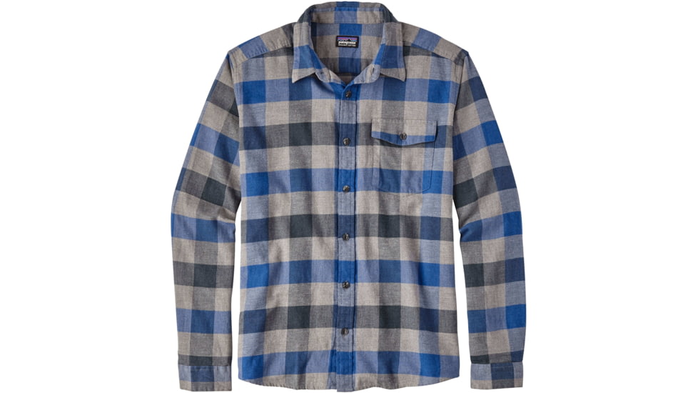 Patagonia Long Sleeve Lightweight Fjord Flannel Shirt - Men's -Upriver/Viking Blue-Small