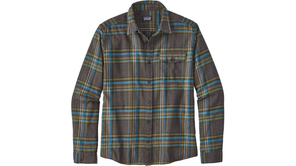 Patagonia Long Sleeve Lightweight Fjord Flannel Shirt - Men's -Watershed/Forge Grey-X-Small