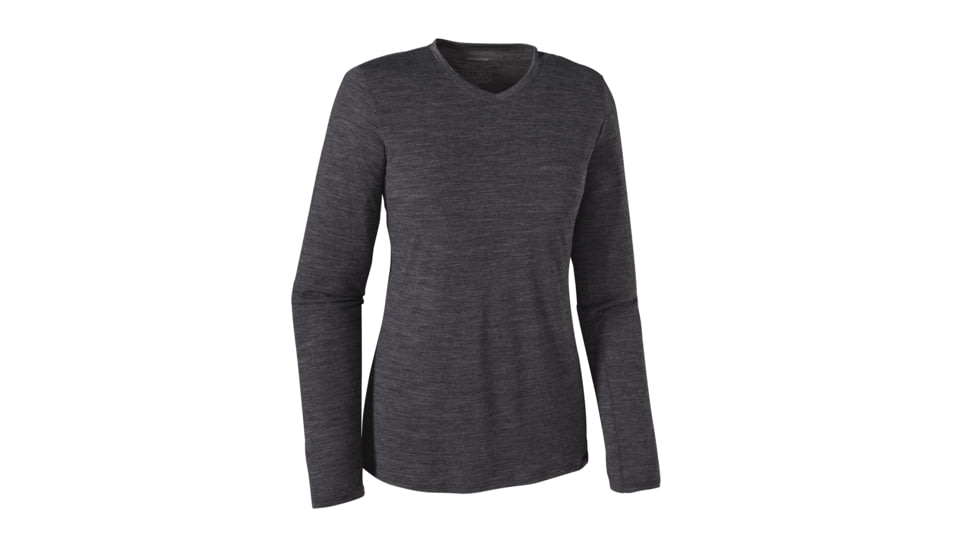 Patagonia Long Sleeve Merino Daily V-Neck T-Shirt - Womens-Black-Large