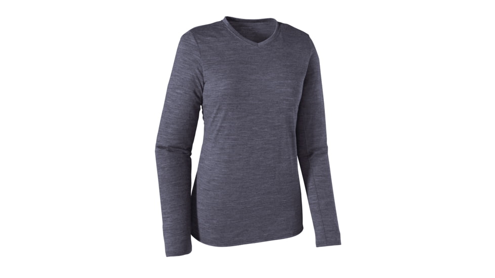 Patagonia Long Sleeve Merino Daily V-Neck T-Shirt - Womens-Navy Blue-Large