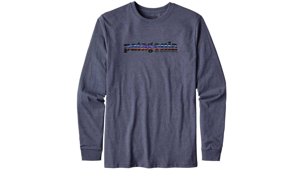Patagonia Long-Sleeved '73 Text Logo Cotton/Poly Responsibili-Tee - Men's-Prussian Blue-Medium
