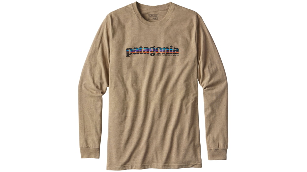 Patagonia Long-Sleeved '73 Text Logo Cotton/Poly Responsibili-Tee - Men's-Woodland Tan-X-Large