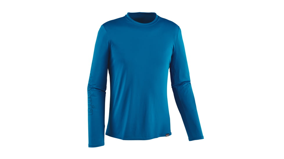 Patagonia Long-Sleeved Capilene Daily Graphic T-Shirt - Men's -Outline Text Logo/Bandana Blue-Small