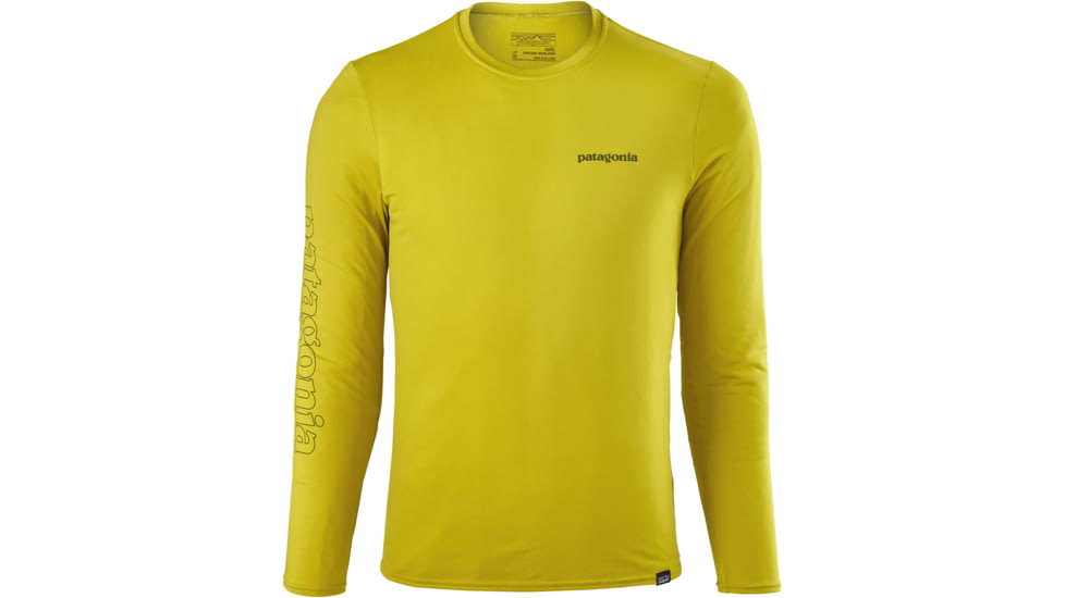 Patagonia Long-Sleeved Capilene Daily Graphic T-Shirt - Men's -Outline Text Logo/Fluid Green-Medium