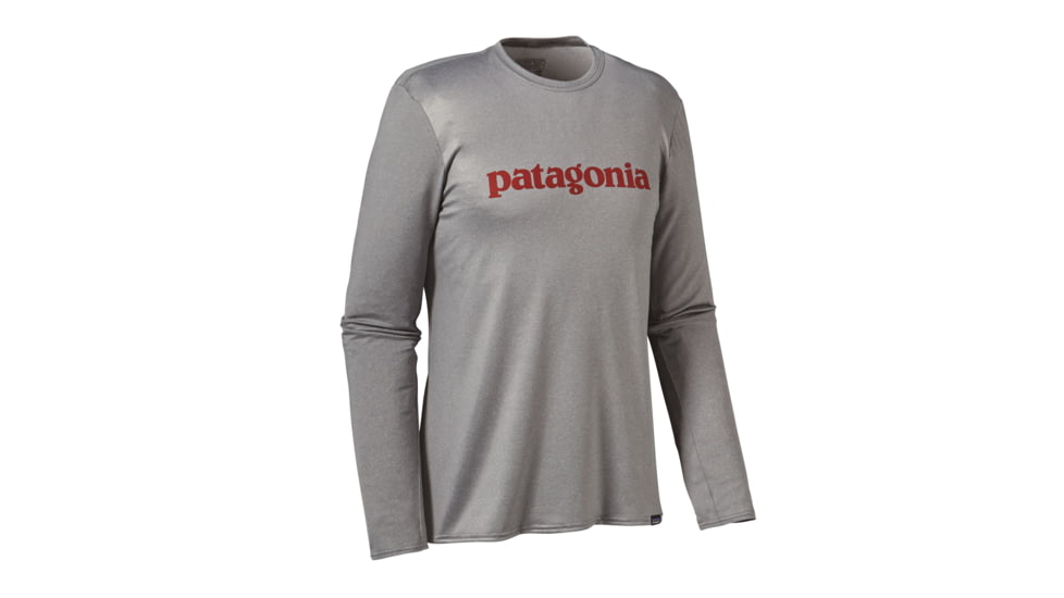 Long-Sleeved Capilene Daily Graphic T-Shirt - Mens -Text Logo/Feather Grey-X-Large