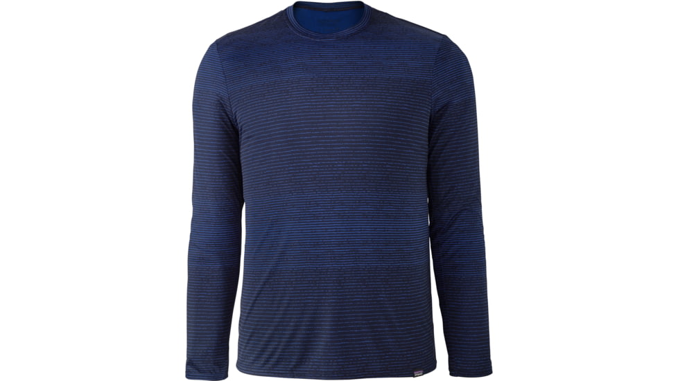 Patagonia Long-Sleeved Capilene Daily T-Shirt - Men's-Distressed Stripe/Navy Blue-Large