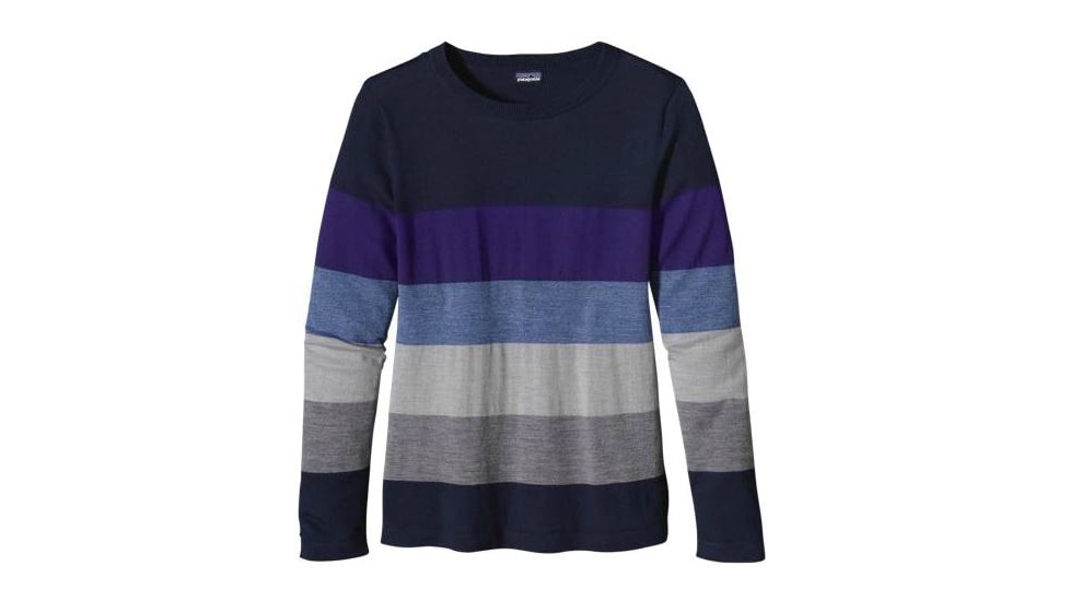 Patagonia Merino Crew Sweater - Women's-Cafe Stripe/Feather Grey Heather-X-Small