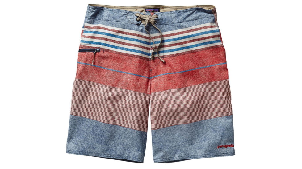 Planing Stretch 20 in Board Shorts - Mens-Textured Fitz Stripe/Drumfire Red-20 in-36 Waist