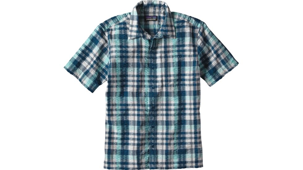 Patagonia Puckerware Short Sleeve Shirt - Men's -Medium-Transom/Big Sur Blue