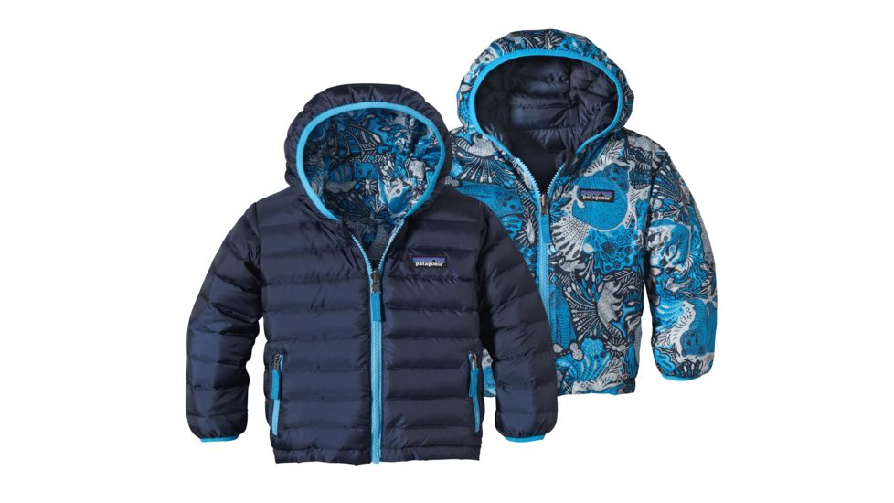 Patagonia Reversible Down Sweater Hoody - Baby-Navy Blue-5T