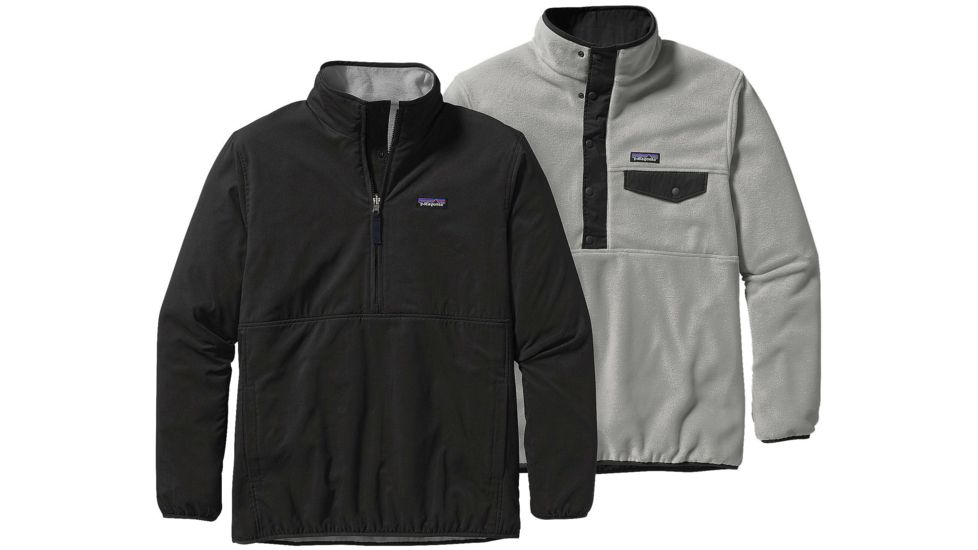 Patagonia Reversible Snap-T Glissade Pullover - Men's-Black/Drifter Grey-X-Large