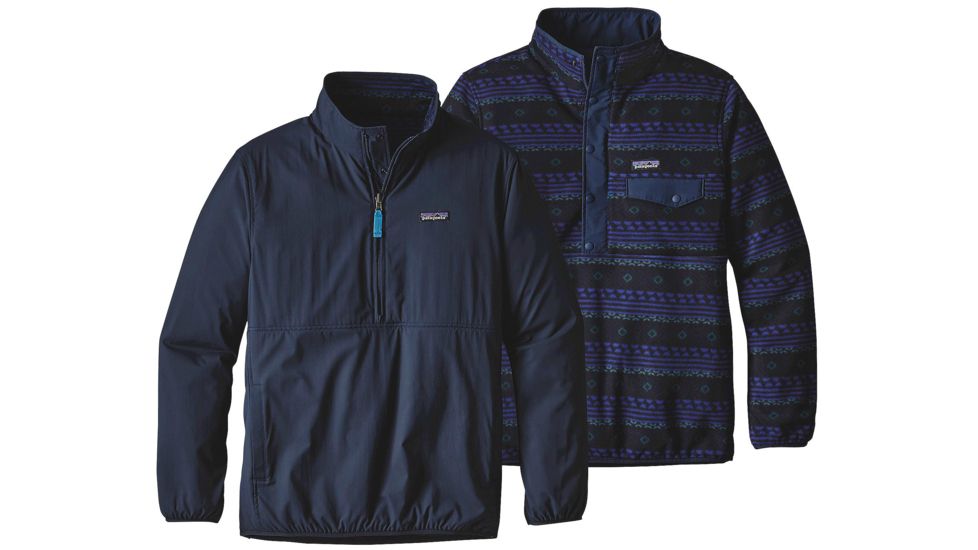 Patagonia Reversible Snap-T Glissade Pullover - Men's-Navy Blue/Saltillo Small/Navy Blue-X-Large