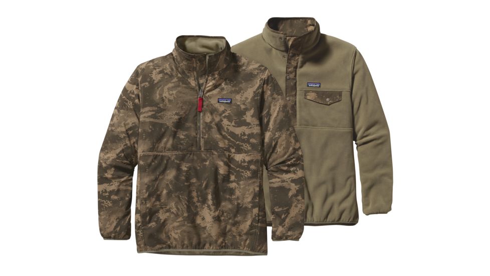 Patagonia Reversible Snap-T Glissade Pullover - Mens-Storm Front/Alpha Green-X-Small