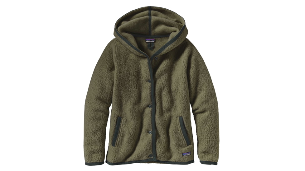Patagonia Shearling Fleece Hooded Cardigan - Women's -Industrial Green-X-Small