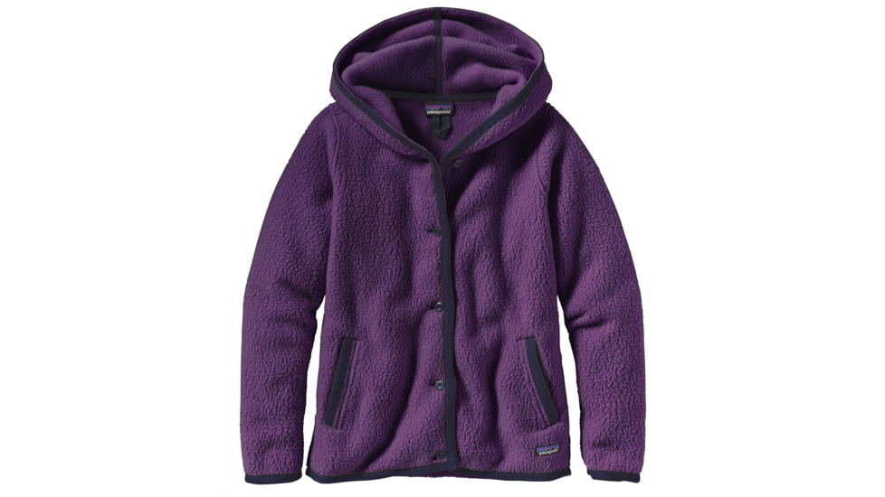 Patagonia Shearling Fleece Hooded Cardigan - Women's -Panther Purple-Medium