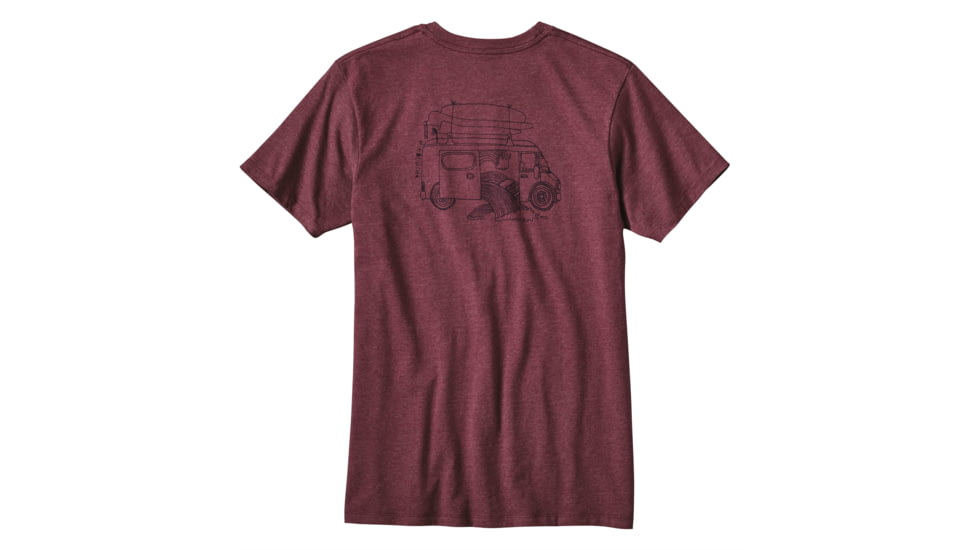 Surf Van Cotton/Poly T-Shirt - Mens-Oxblood Red-Small