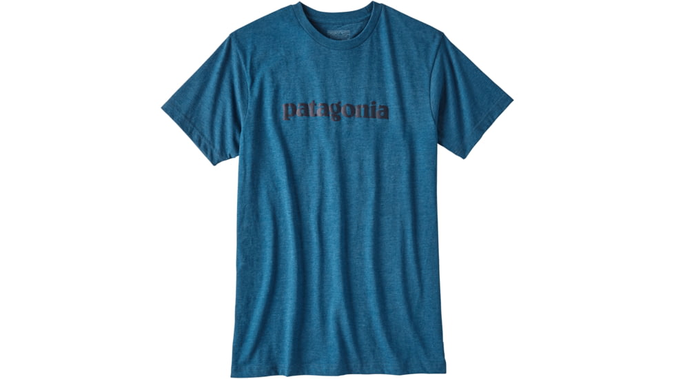 Patagonia Text Logo Cotton/Poly T-Shirt - Men's-Big Sur Blue-X-Large
