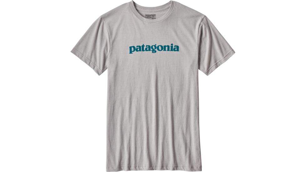 Patagonia Text Logo Cotton/Poly T-Shirt - Men's-Drifter Grey/Elwha Blue-Small