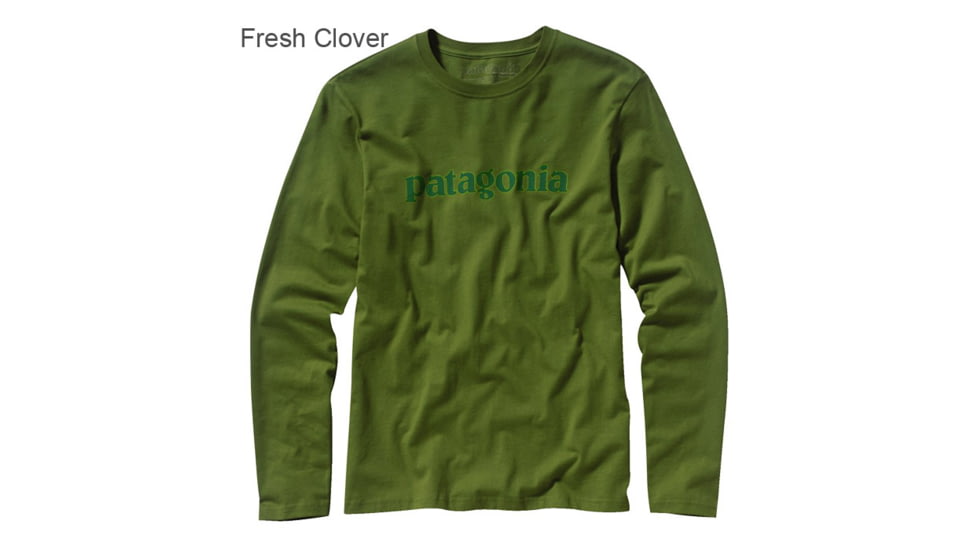 Patagonia Text Logo Long Sleeve - Retro Khaki-Large