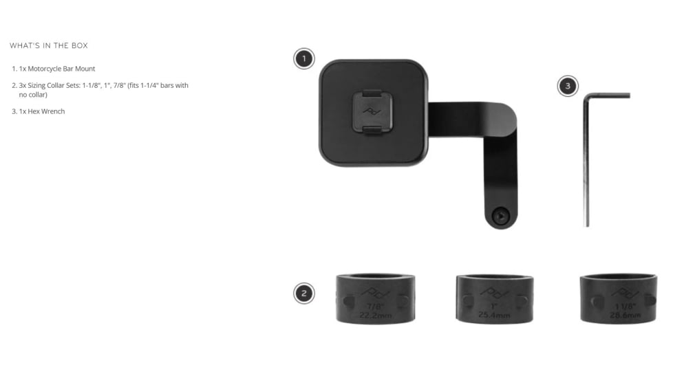 Peak Design Motorcycle Bar Mount, Black, One Size, M-MM-AB-BK-1