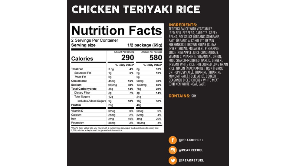 Peak Refuel Chicken Teriyaki Rice, 44g, 56955