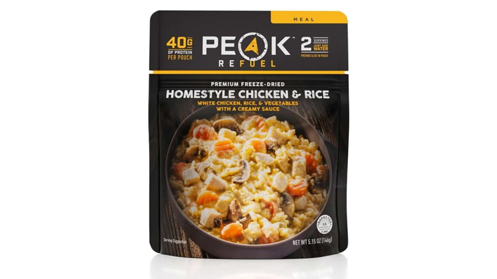 thumbnail image 2 of Peak Refuel Homestyle Chicken & Rice - Freeze Dried Backpacking Meal 2 of 3