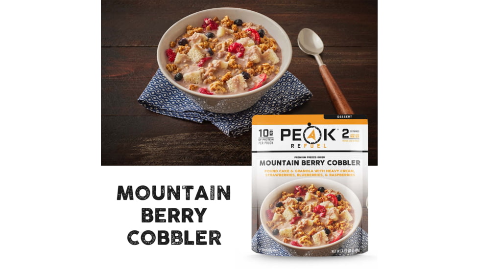 Peak Refuel Mountain Berry Cobbler Dehydrated Food, 10g Protein, 2 Servings, 10g Protein, 2 Servings, 59400