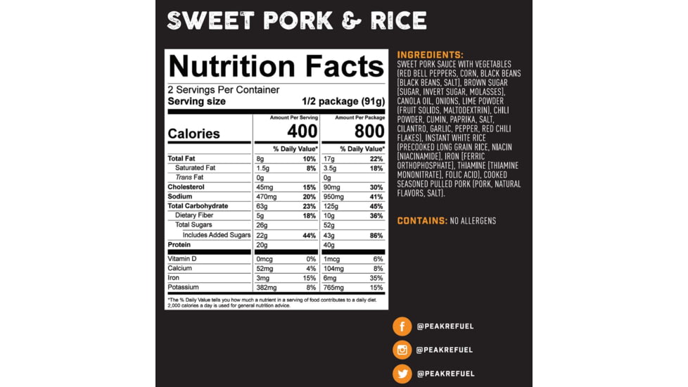 Peak Refuel Sweet Pork &amp; Rice, 40g, 56960
