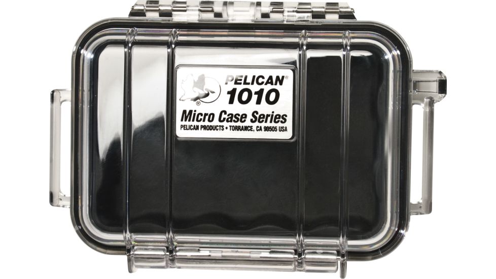 Pelican 1010 Micro Water/Crushproof Dry Box, 5.43x4.06x2.12in - Clear Black w/Carabiner