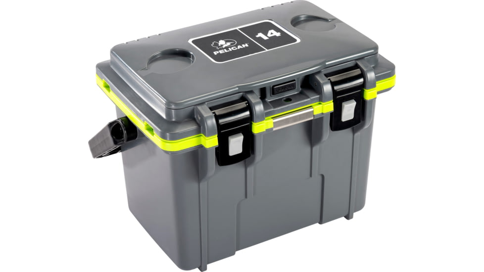 Pelican Elite Hard Cooler, 13.25 L, Dark Grey/Earth Green, 14Q-1-DKGRYEGRN