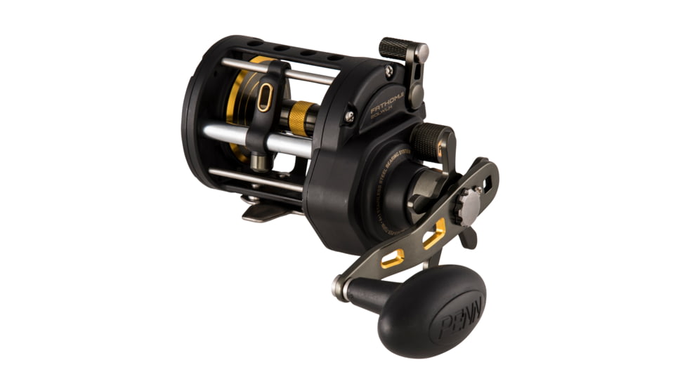 Penn Fishing Fathom II Level Wind Conventional Reel, 5.5/1, Left, 20, Black Gold, FTHII20LWLH