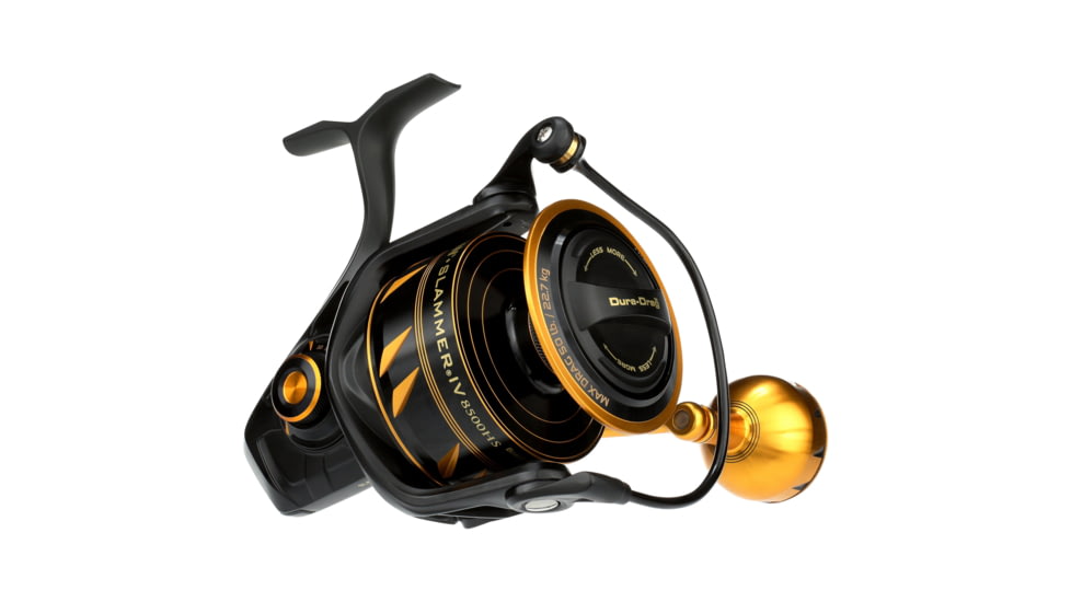 Penn Fishing Slammer IV Spinning Reel, 5.3/1, Right/Left, 8500, Black Gold, SLAIV8500HS