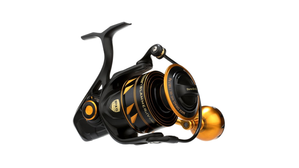 Penn Fishing Slammer IV Spinning Reel, 5.6/1, Right/Left, 6500, Black Gold, SLAIV6500
