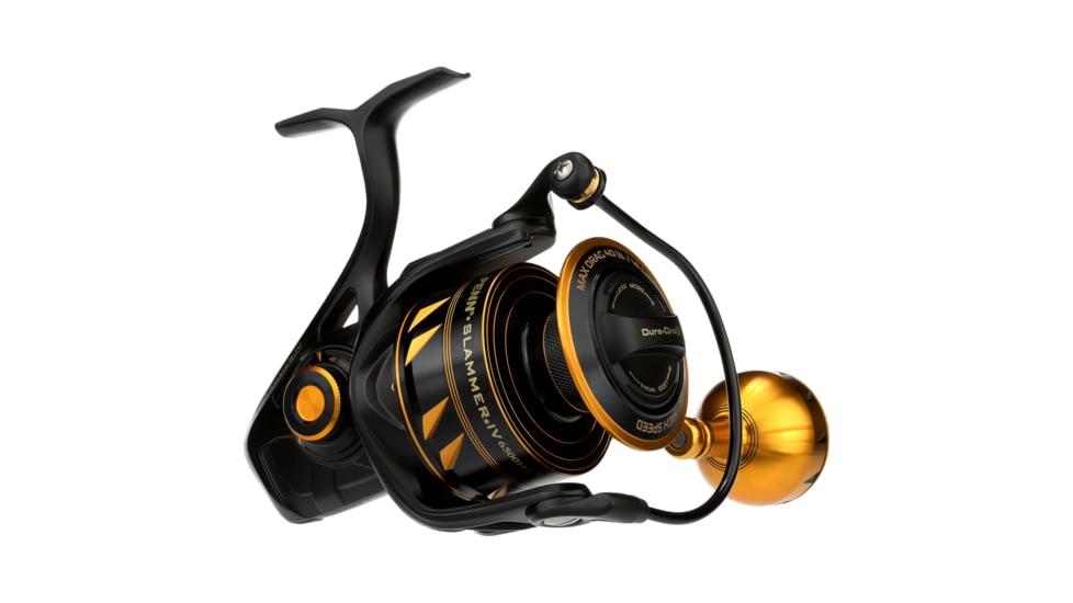Penn Fishing Slammer IV Spinning Reel, 6.2/1, Right/Left, 6500, Black Gold, SLAIV6500HS