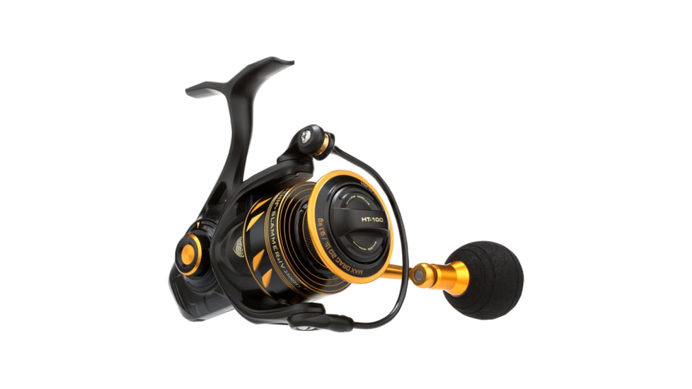 Penn Fishing Slammer IV Spinning Reel, 7.0/1, Right/Left, 2500, Black Gold, SLAIV2500HS