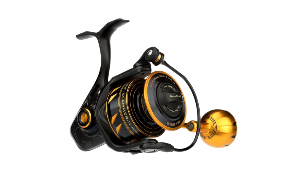 Penn Fishing Slammer IV Spinning Reel, 7.0/1, Right/Left, 4500, Black Gold, SLAIV4500HS
