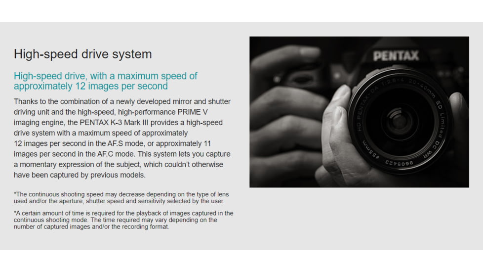 Pentax K-3 Mark III Advanced APS-C Digital SLR Camera, Black, 8.54 x 6.50 x 4.72in, 01051