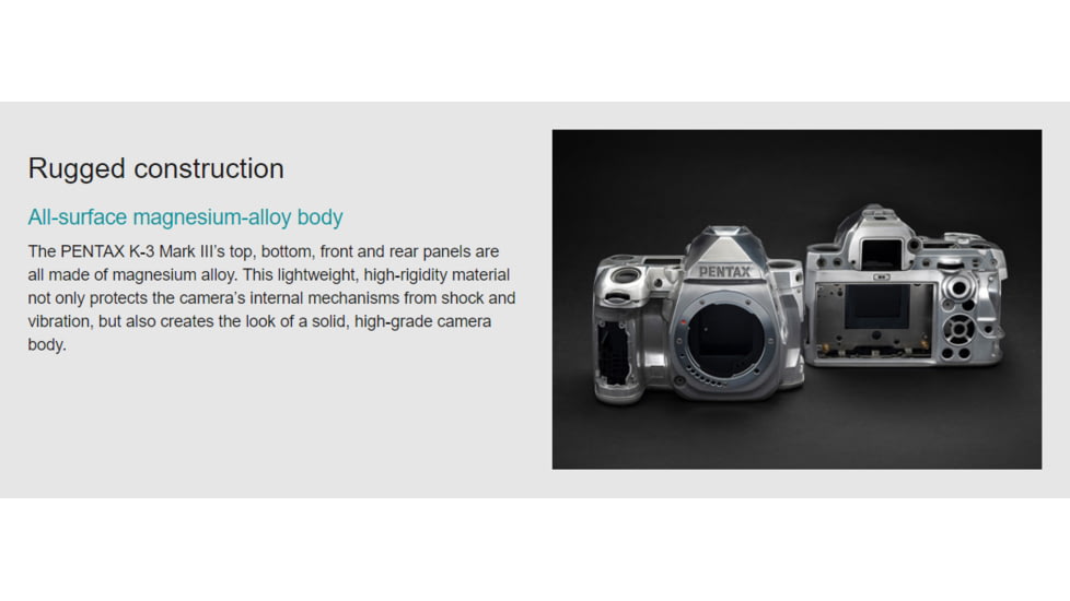 Pentax K-3 Mark III Advanced APS-C Digital SLR Camera, Black, 8.54 x 6.50 x 4.72in, 01051