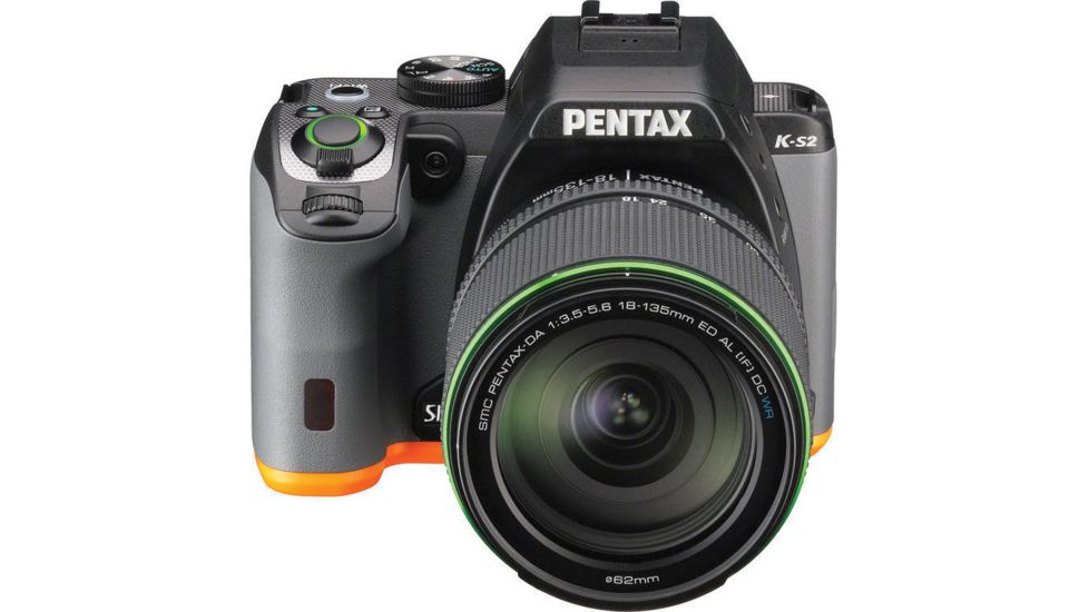 Pentax K-S2 Camera 18-135WR Lenskit, Black/Orange 13196