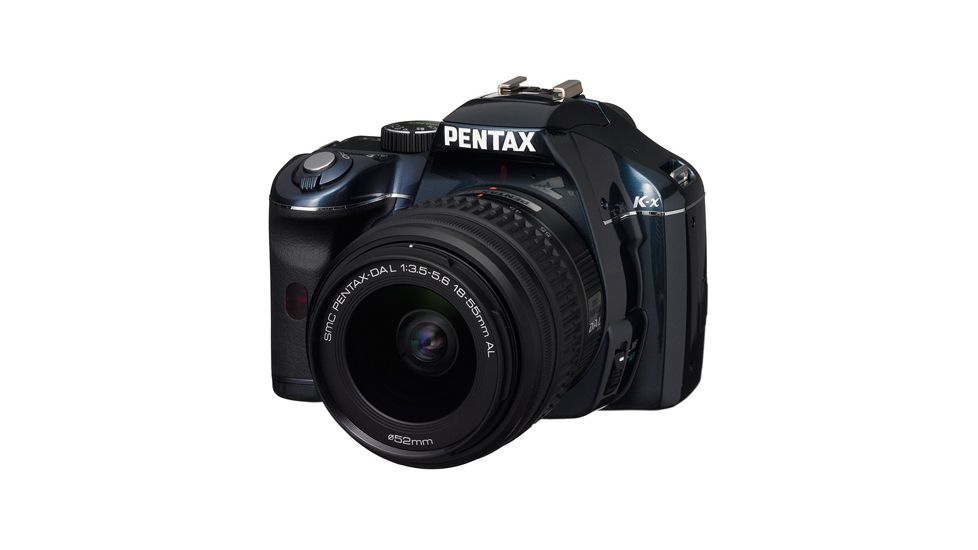 Pentax K-x Digital SLR Camera with DA L 18-55 &amp; 50-200mm Lenses, Navy 17537
