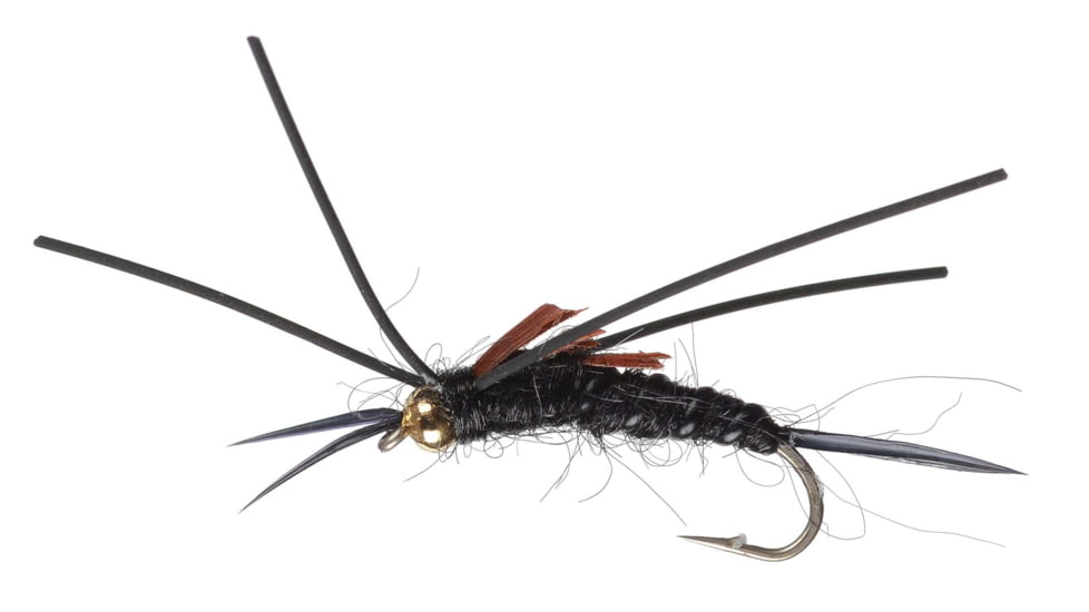Perfect Hatch Nymph Flies BH Rubber Leg Stonefly, Black, #08, PHFLY151008P