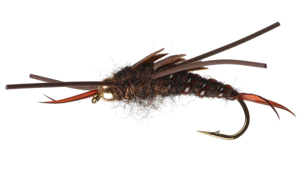 Perfect Hatch Nymph Flies BH Rubber Leg Stonefly, Brown, #08, PHFLY151108P
